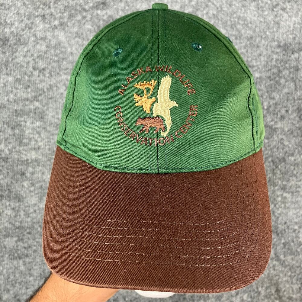 Arctic Circle Alaska Wildlife Hat Green Brown Adjustable Embroidered Cap